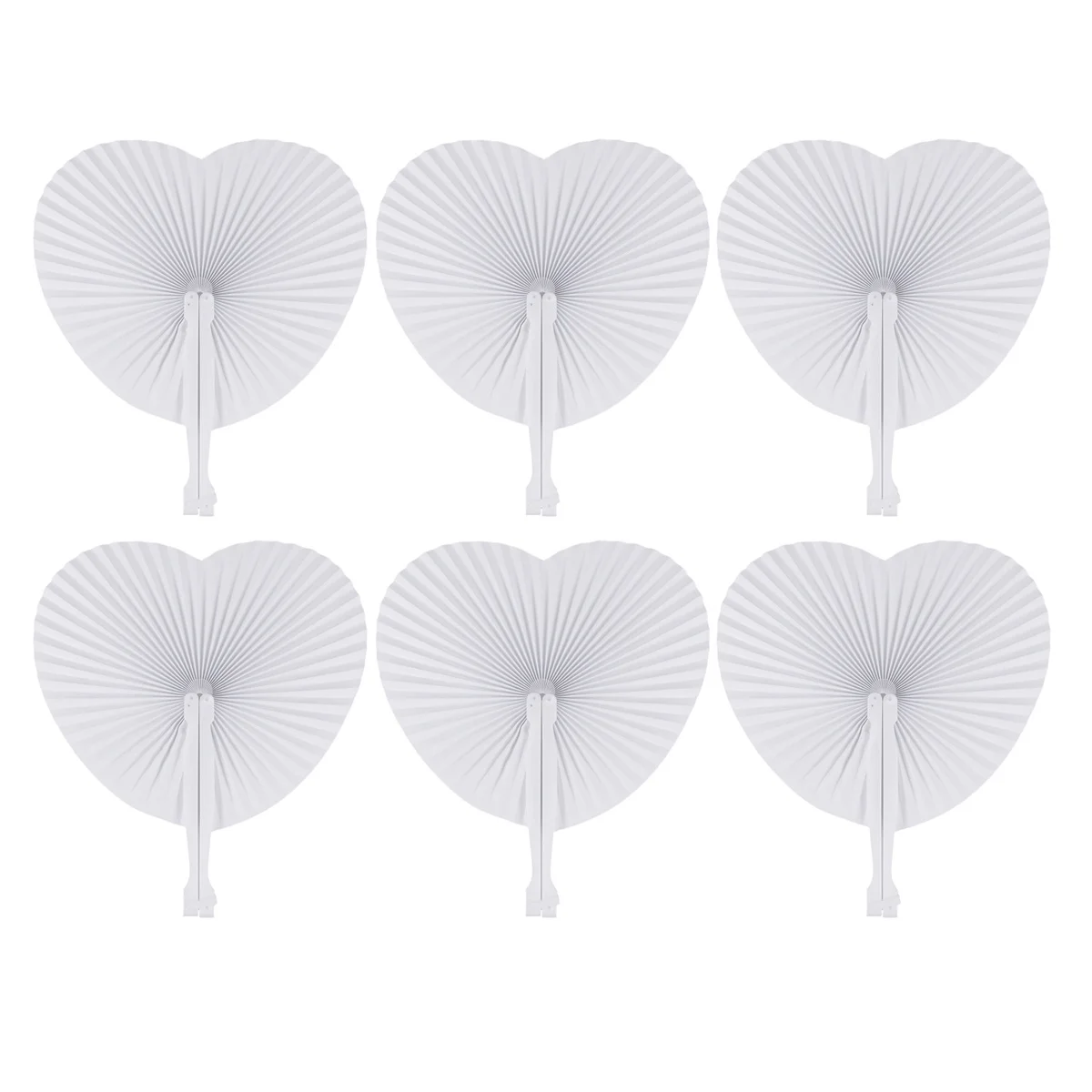 

48pcs Heart Shaped Paper Fans Handheld Dancing Fans Wall Hanging Fan Decoration Classic Chinese Blank Fans Folding Hand Fans