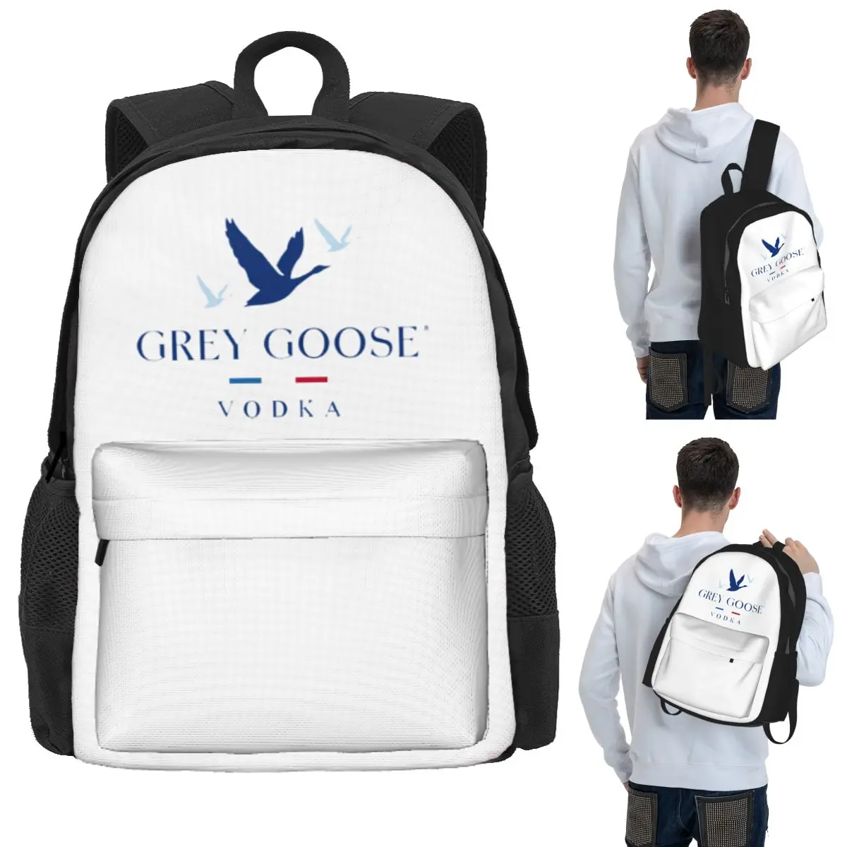 Grey Goose Vodka Student Backpack School Bag Hiking Travel Daypack for Men Women Bookbag Shoulder Bags
