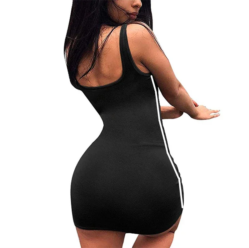 ฤดูร้อนผู้หญิงชุดลําลอง Lady สปาเก็ตตี้สายคล้องคอเซ็กซี่ยืด Slim Dress Vestidos