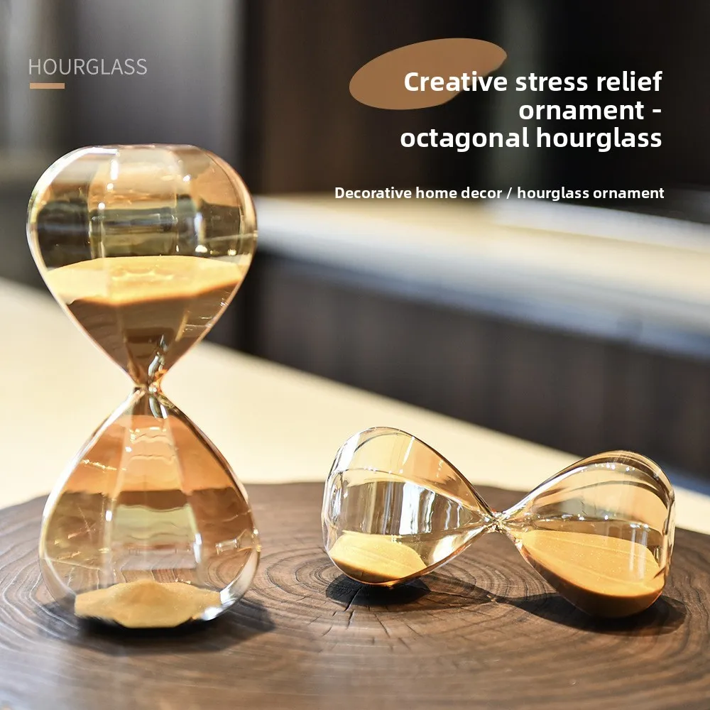 CX Home Gold Diamond Polygonal Glass Hourglass Creative Gift Ornament