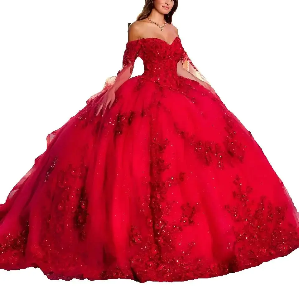 

Luxury Glitter Sequin Applique Princess Quinceanera Dresses Customized Sweet 16th Dress Prom 15th Birthday Wedding Gowns