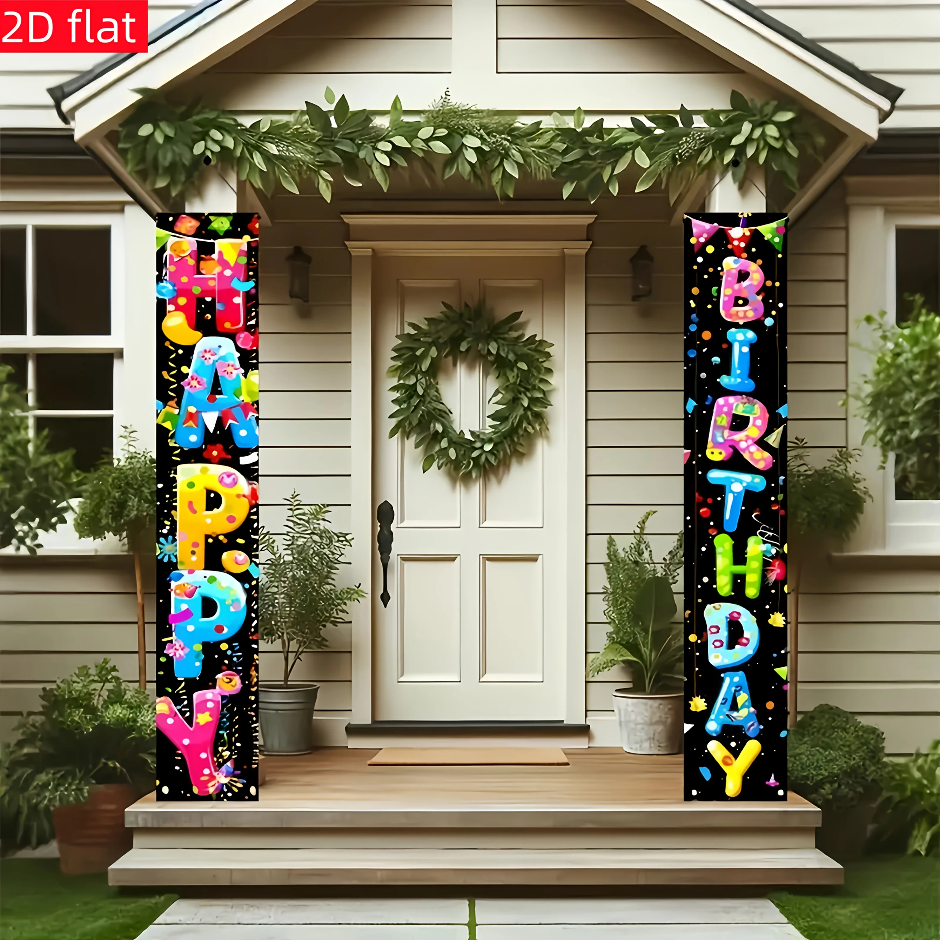 

VIKAMA «С Днем Рождения» красочный мультяшный принт Декор дверные куплеты на открытом воздухе, крыльцо Декор для дня рождения фон стены домашний декор