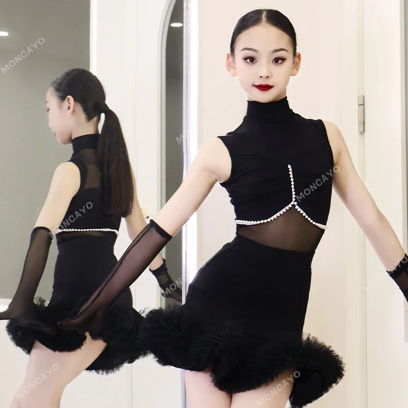 

Salsa Latin Dance Dress Child Tango Rumba Samba Dance Costume Girls Competition Ballroom Dance Dresses Latin Practice Dress Kids