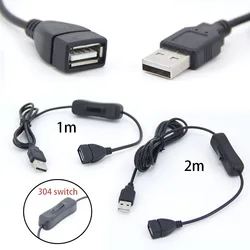 USB 2.0 A Male to A Female Cable with 304 Switch button ON OFF data power charging Extension Extender wire cord