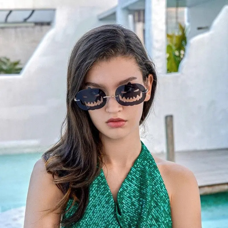 Óculos de abóbora de halloween com caixa espelho pano feminino masculino traje carnaval festa baile acessórios engraçado personalidade óculos de sol