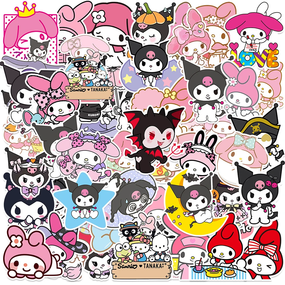 Autocollants Kawaii Sanurgente pour enfants, dessin animé drôle, jouet d'anime, bricolage, ordinateur portable, téléphone, journal intime, mignon, ma mélodie, décalcomanie Kuromi, décor, 10 pièces, 30 pièces, 50 pièces