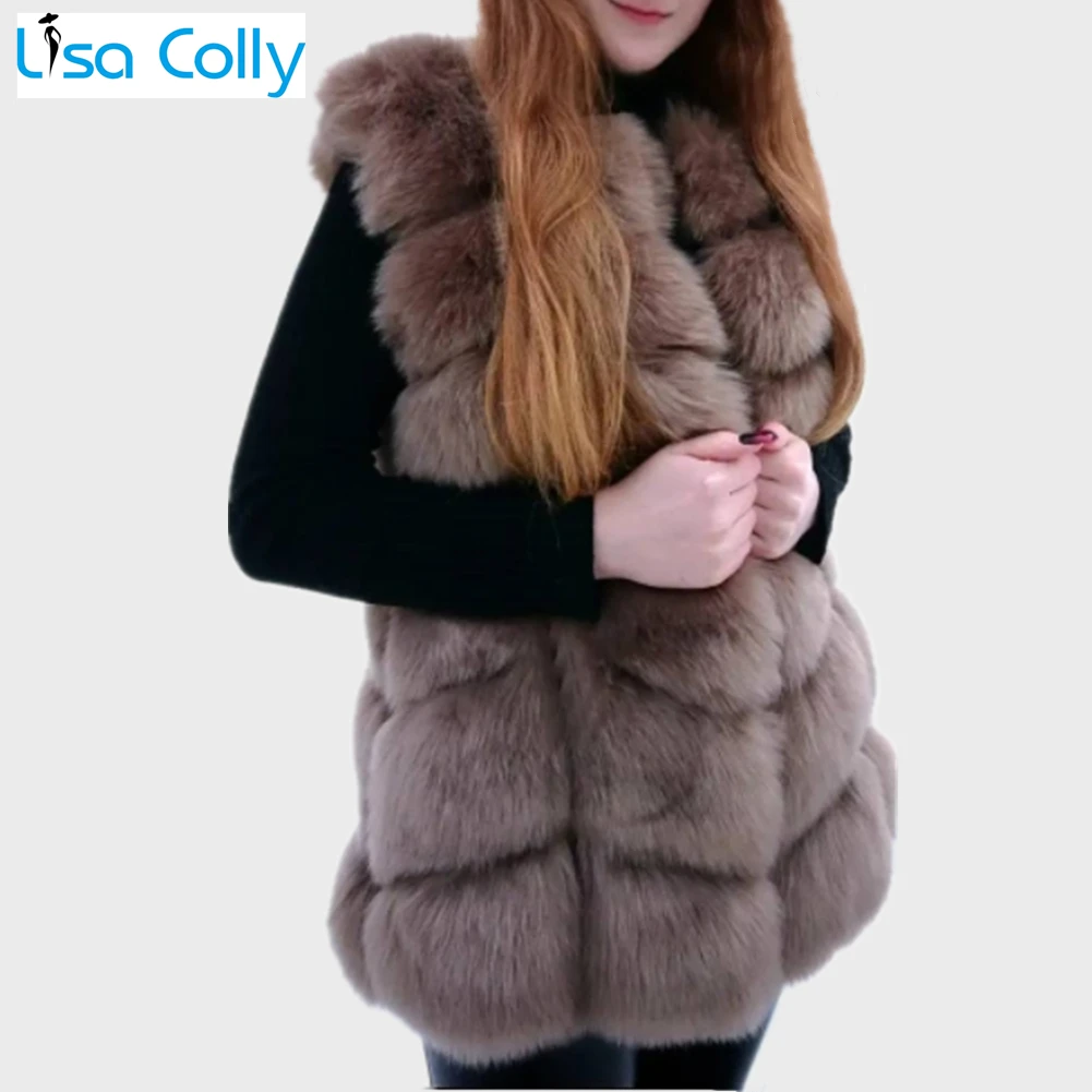 Winter Women Faux Fur Silver Vest Coat Slim Warm High-Grade Jackets Outerwear