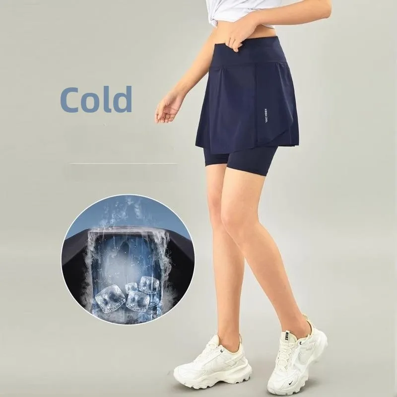 Qui seco cinco quartos comprimento yoga skort com kets para badminton tênis e fitn correndo esporte feminino orts saia