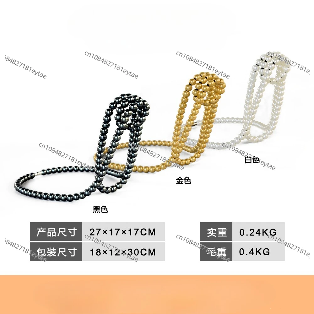 Metal Wine Bottle Holder Creative Artificial Pearl Necklace Floating Rack Display Stand Novelty Single Red Wine Bottle Stand