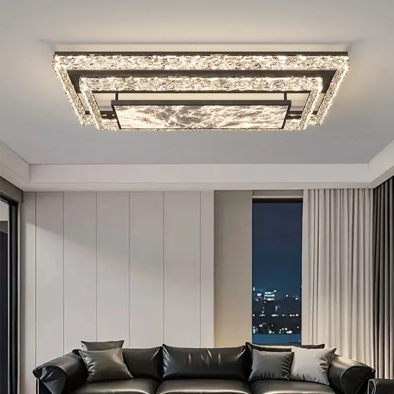 Living Room Light Italian Style Luxury Atmosphere Nordic Style Eye Protection Simple Modern Main Light Rectangular Ceiling Light