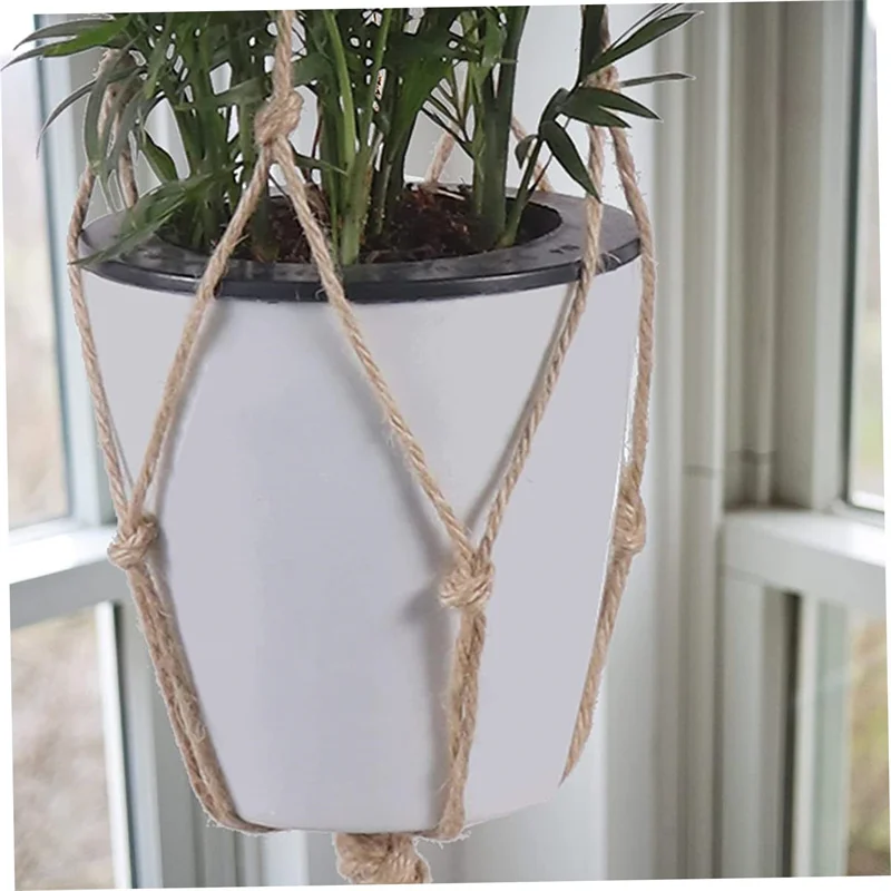 1/2/3pcs Flower Pot Hemp Rope Hanging Net Straw Macrame Plant Hanger Garden Holder Legs Hanging Rope Basket Balcony Decor