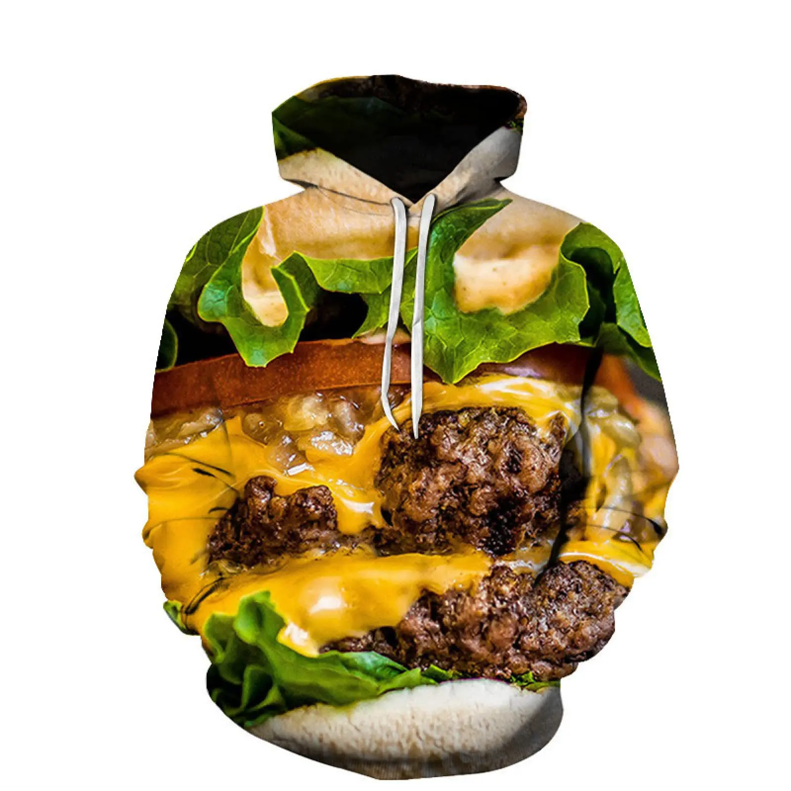 Funny Hamburger Hoodie Food 3D Print Men Women Streetwear Casual Hoodies Oversized Pullover Hooded Sweatshirts Kids Top Clothing