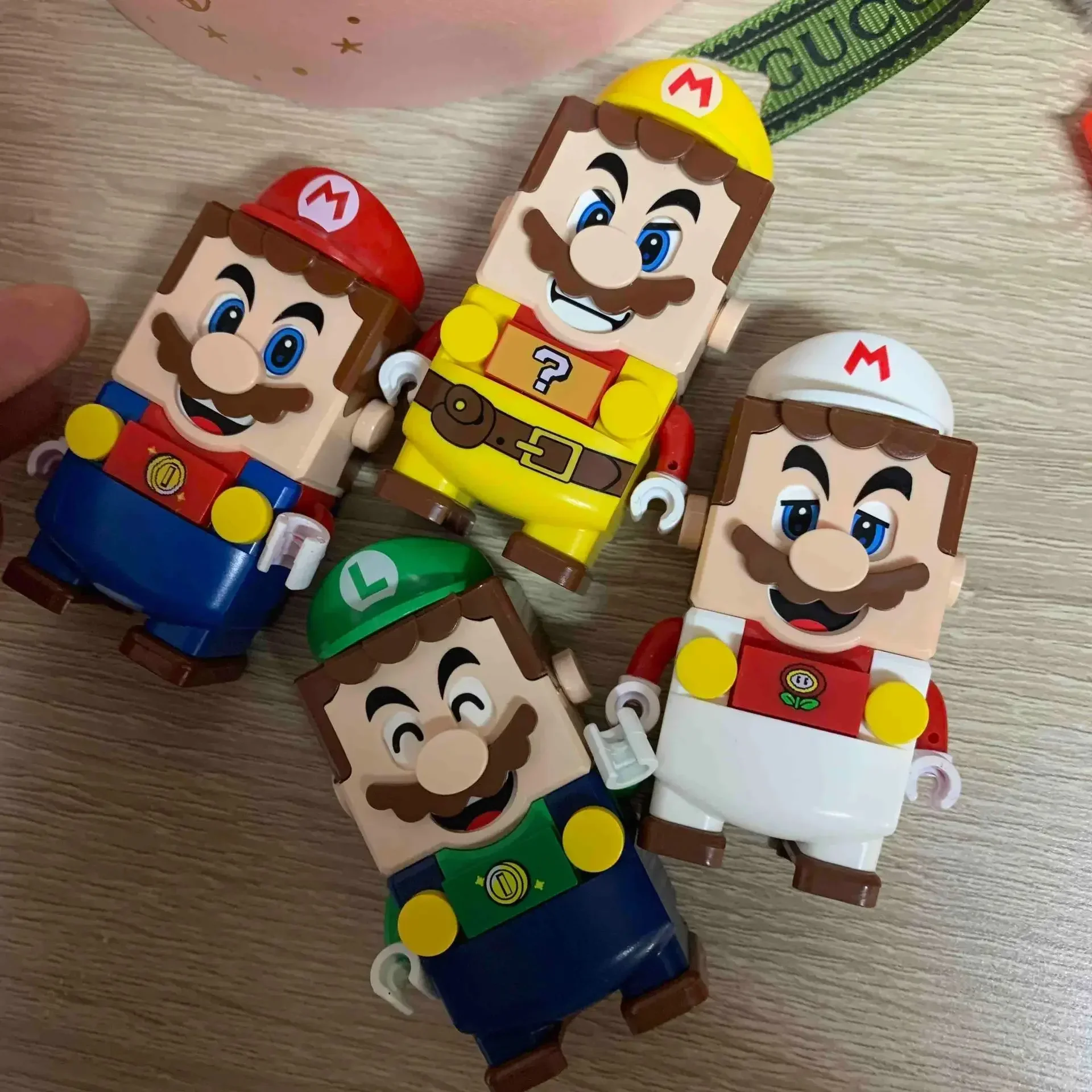 Super Mario Bros Figure Anime Luigi Action Bricks Assembled Toys Doll Xmas Gifts Cartoon Doll Birthday Gift for Children Kids