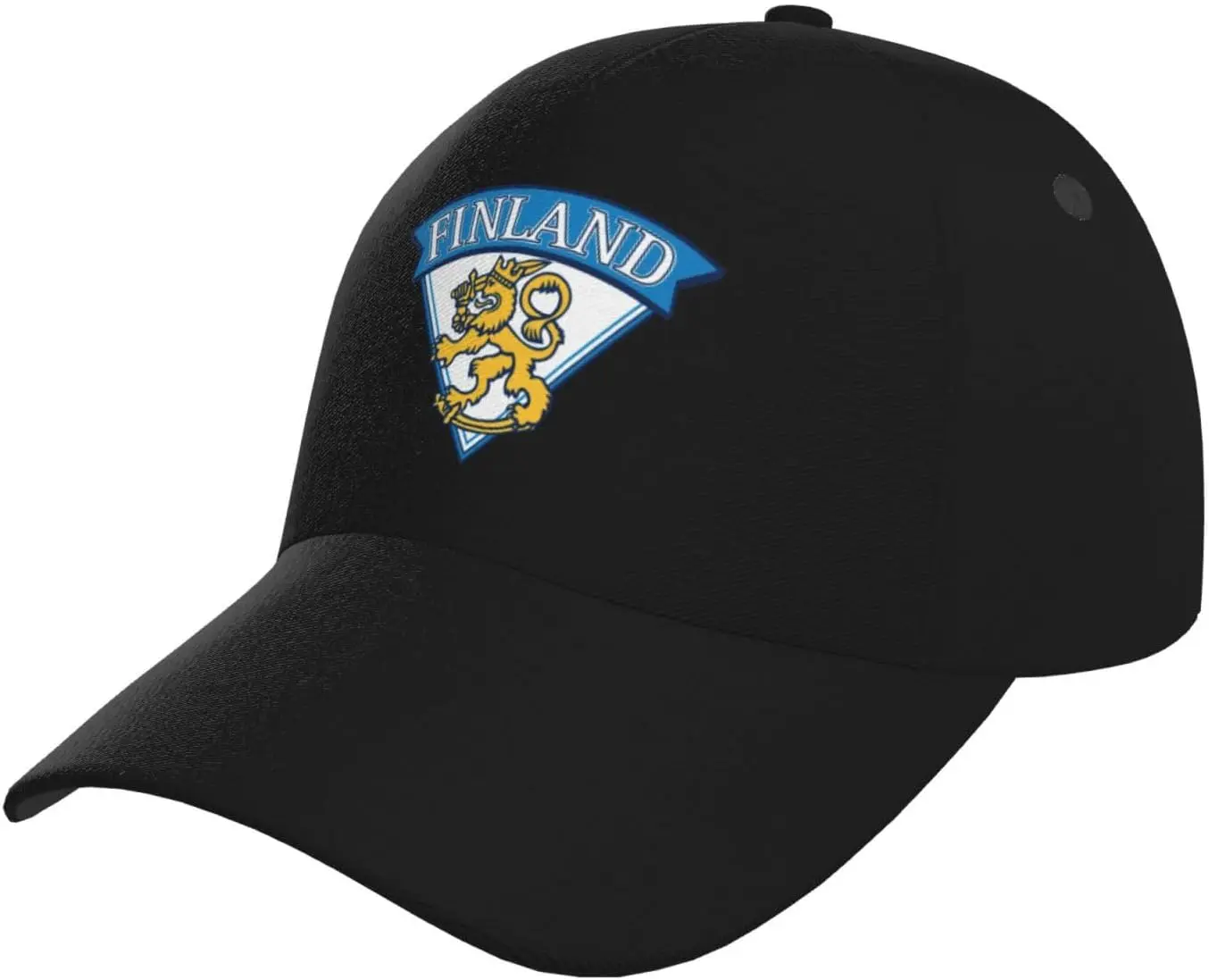 Finland-Flag-Finnish-Travel-Lion- Baseball Cap Men Women - Adjustable Classic Plain Hat Black