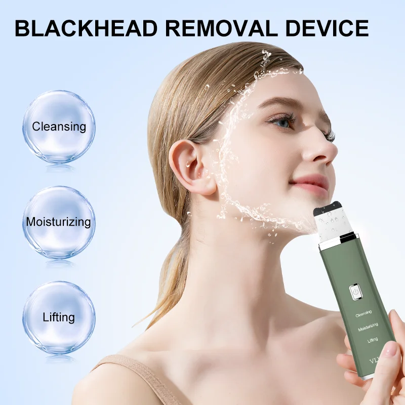 VLVEE Ultrasonic Skin Scrubber Face spatula Blackhead Removal Device Pore Cleansing Facial Lifting Vibration For Woman and Men