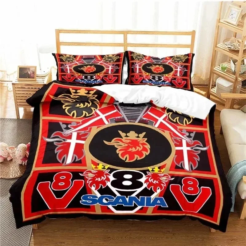 Scanias Truck Logo Bedding Set Boys Girls Twin Queen Size Duvet Cover Pillowcase Bed Kids Adult Fashion Home Textile