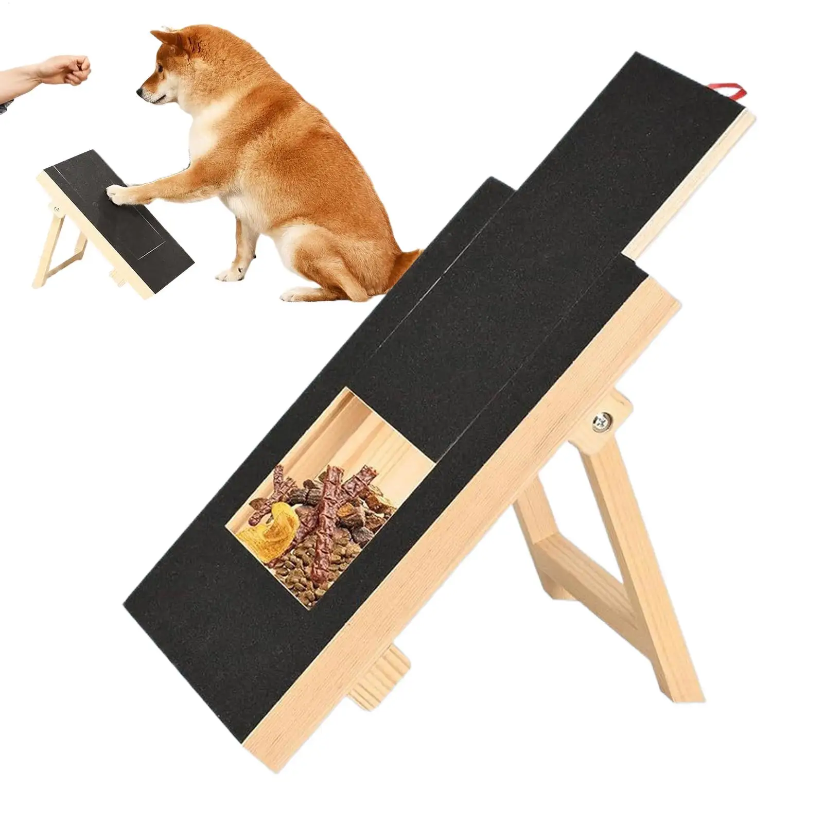 

Dog Nail Scratch Board with Built-in Treat Box Wooden Puppy Nail Grinding Pad Dog Nail File Board Sandpaper Board Scratcher