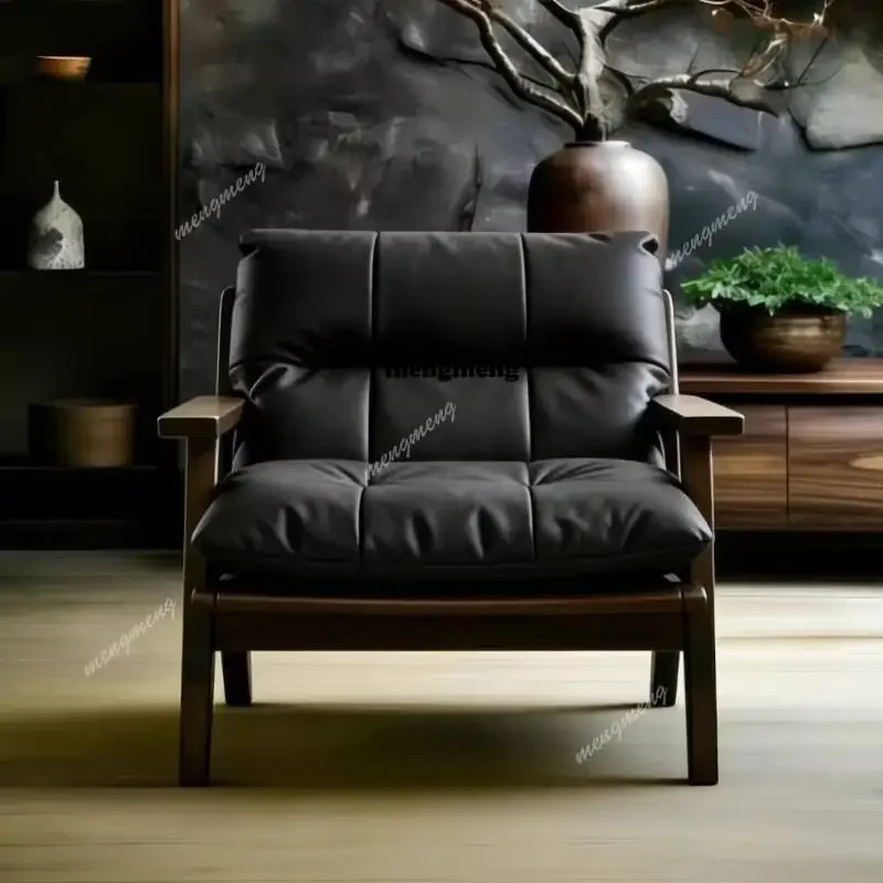 Sillón individual en oferta, tapizado en cuero vacuno auténtico de primera calidad, ideal para sala de estar, estudio, ocio, balcón, estilo antiguo, reclinable.