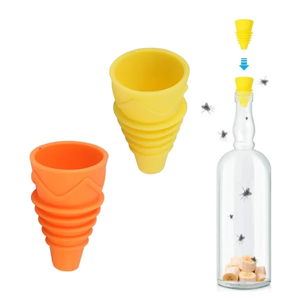 2Pcs Fruit Fly Funnel Trap Flexible Silicone Flies Catcher Home Garden Kitchen Pest Control Supplies Non-Toxic Insect Traps