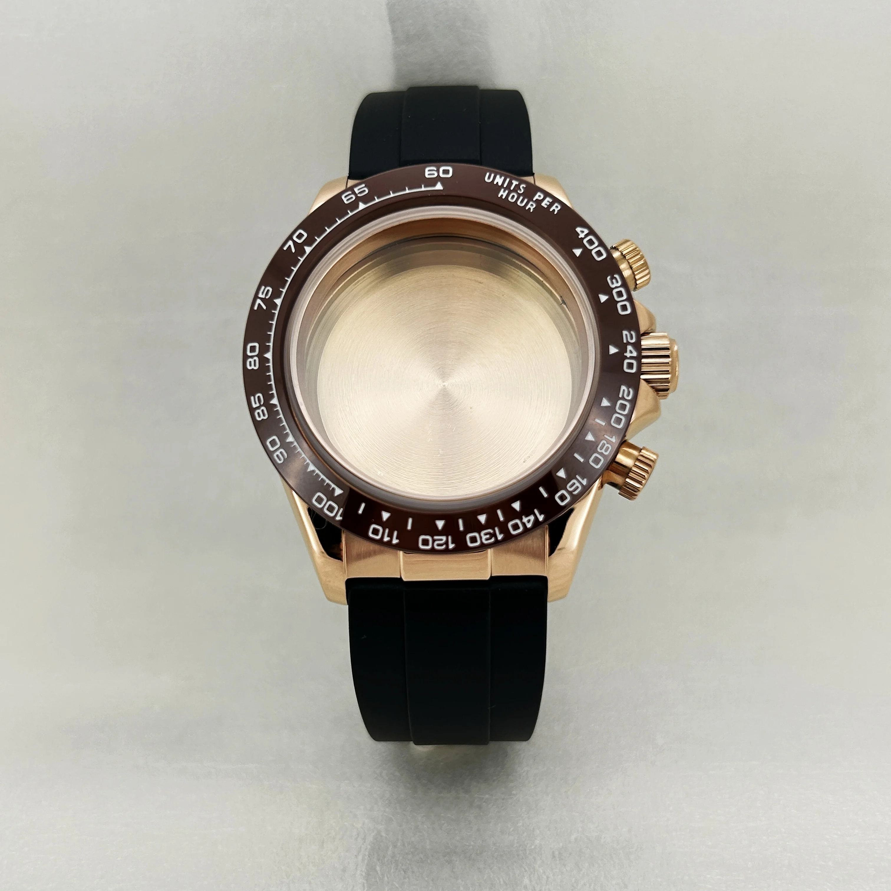 39mm Silvery Rose Gold Mens Watch Steel Case for Daytona VK63 OS20 Quartz Movement Case Watch Parts Accessories Fits 20mm Strap image 5