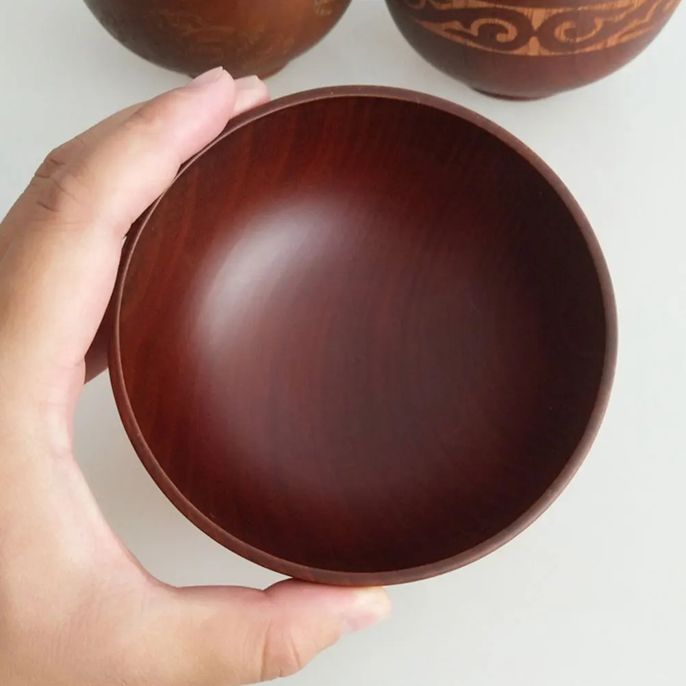 

Jujube Wood Bowl Carved Household Wooden Decorative Fruits Salad Mixing Natural Noodle Tableware