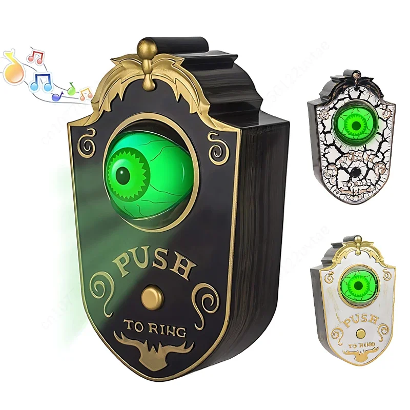 Halloween Sounding One-eyed Doorbell Decoration Glowing Eyeball Horror Doorbell Bar Secret Room Haunted House Trick Props