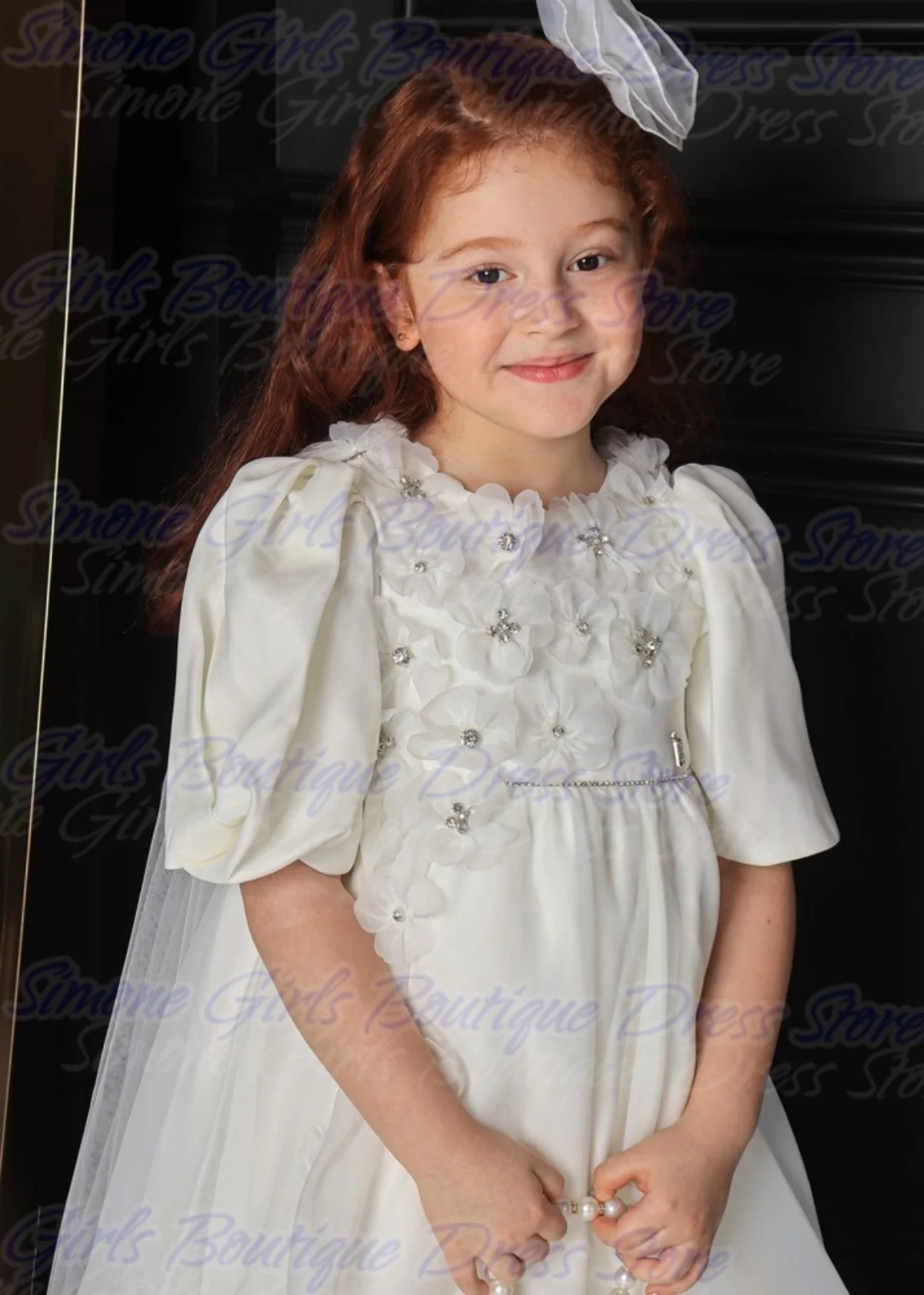 Sequin Cute Medium long sleeves Appliques  Flower Girl Dress for Wedding Ceremonies Formal Receptions birthday party
