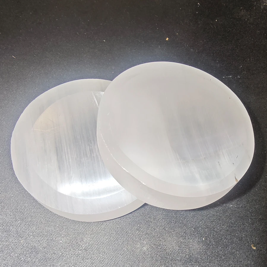 1PC Natural Selenite Plate Round Shaped Carved Charging Plate For Reiki Healing and Crystal Grid Fengshui Quartz Mineral Gift