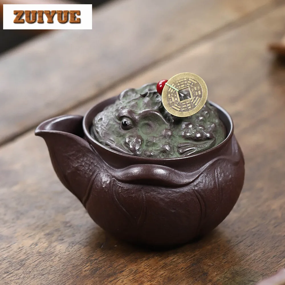 Imagem -06 - Handmade Yixing Pote de Argila Roxa Pequena Capacidade Sapo Dourado Bule de Mão para Infusão Ore Cru Zisha Tea Maker Chaleira 160ml