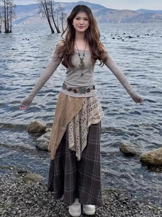 

Korean Sle High Waist Midi Skirt Women's Faionable Versatile Autumn Season Premium Sensation Unique Exquisite Skirt