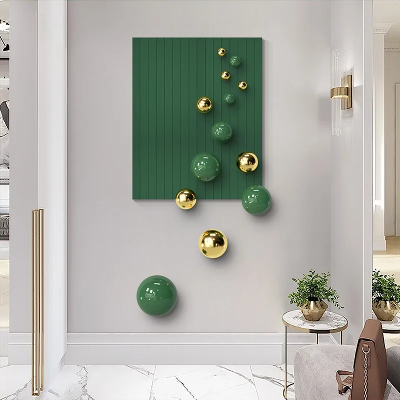 Entrance decoration painting 3D three-dimensional minimalist corridor through the wall high-end sphere physical hanging painting