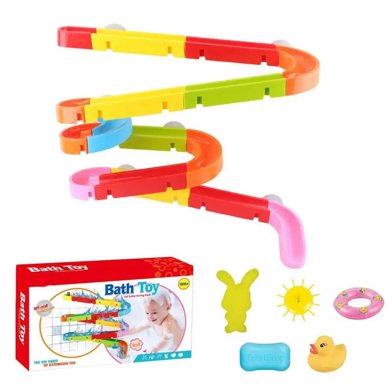 

Water Track Bath Toy 39pcs Assembled Slide DIY Wall Track Building Set Fun Bath Time Water Spray Play Kids Water Track Blocks