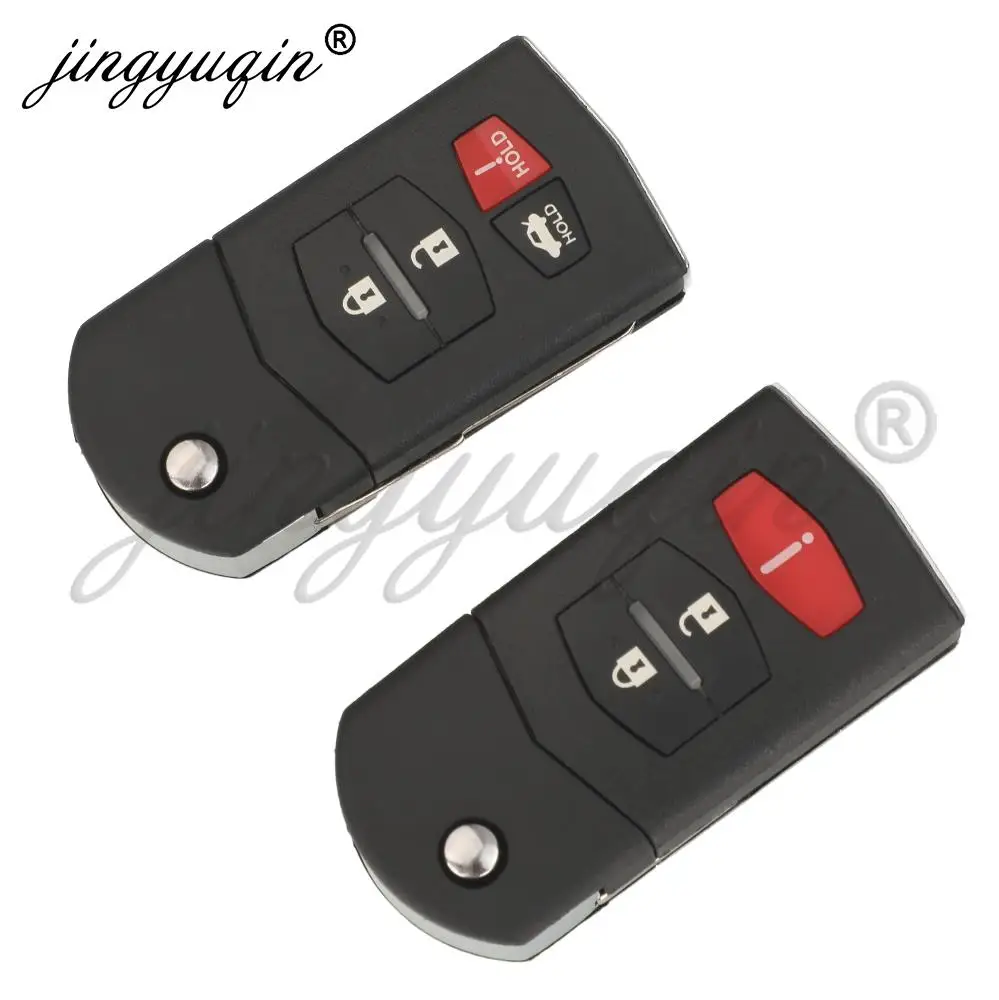 jingyuqin 313.8MHz FSK 3/4 Buttons Flip Remote Car Key KPU41788 for Mazda 6 2006 2007 2008 314/315Mhz 4D63 Chip Auto Fob Contol