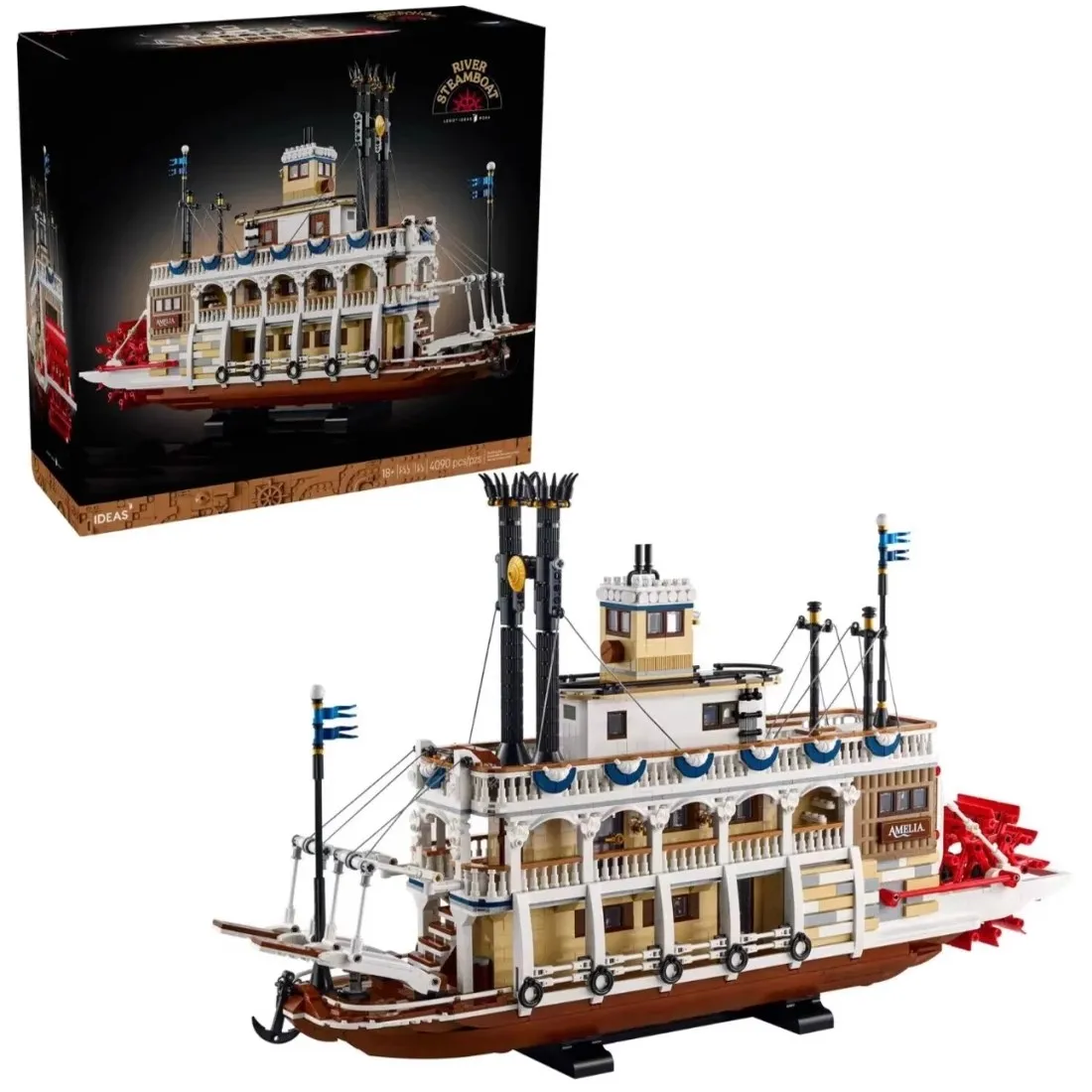 

GSF 4090PCS Ideas River Steamboat Building Blocks Classic Steam Ship Model Transport Assemble Bricks Toys Birthday Gift