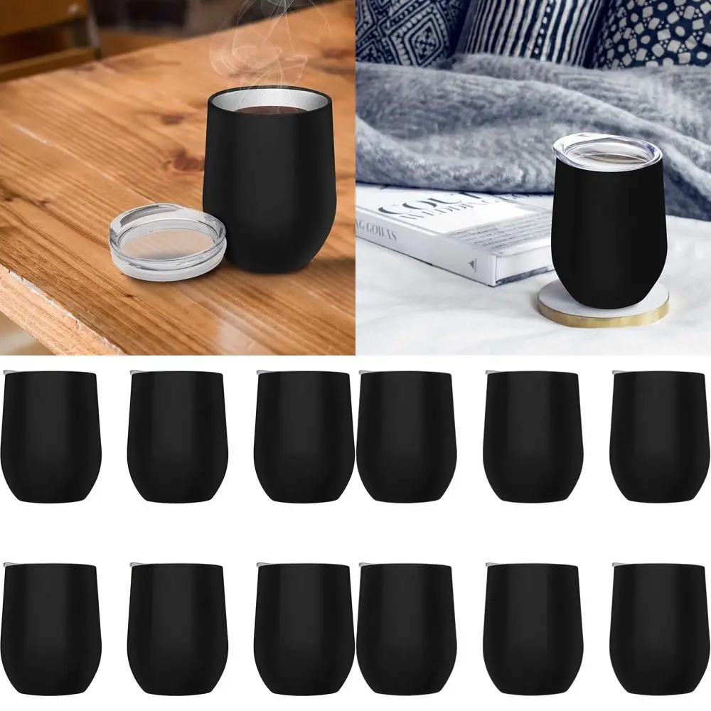 

11 oz Stemless Tumblers Set of 6 - Ideal for Wine, Cocktails, and Beverages, Black