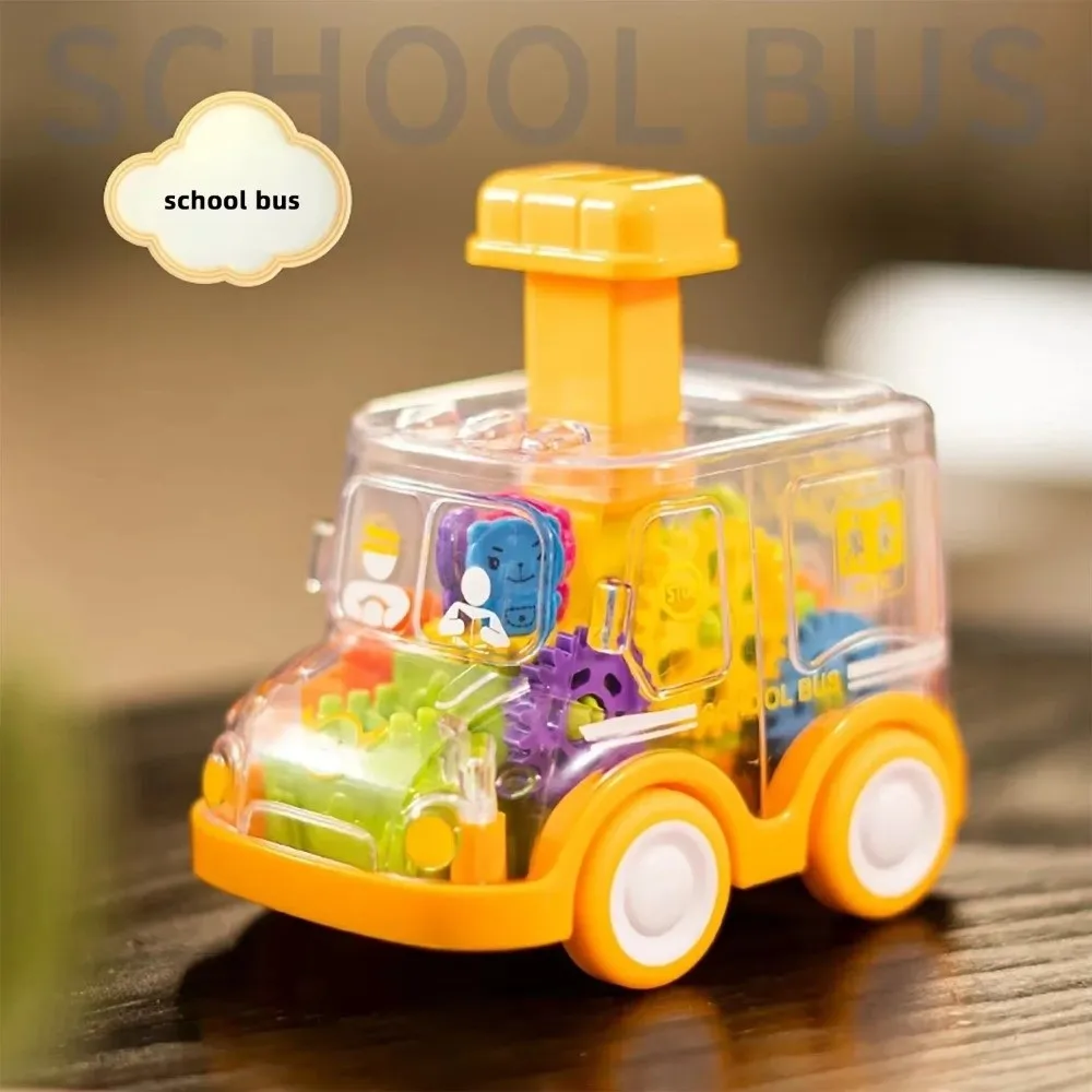 Cartoon Trasparente Gear Car Toy Inertia Slide Giocattoli interattivi per bambini Press Car con rotaie Puzzle per bambini Giocattoli scorrevoli