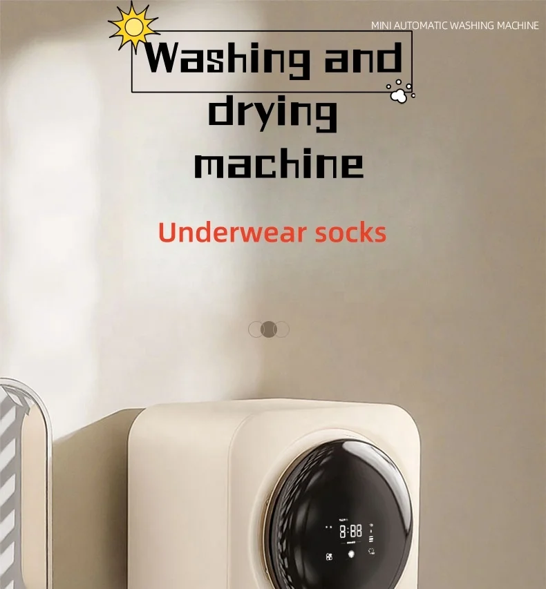 Wall Mounted Mini Automatic Washer Dryer Combo Intelligent 3KG Stainless Steel Laundry Washing Machine Compact Home Appliance