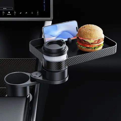 Hipacool Car Cup Holder Expander Tray Detachable Rotatable Eating Table Food Tray Phone Mount Adjustable Base Car Accessories