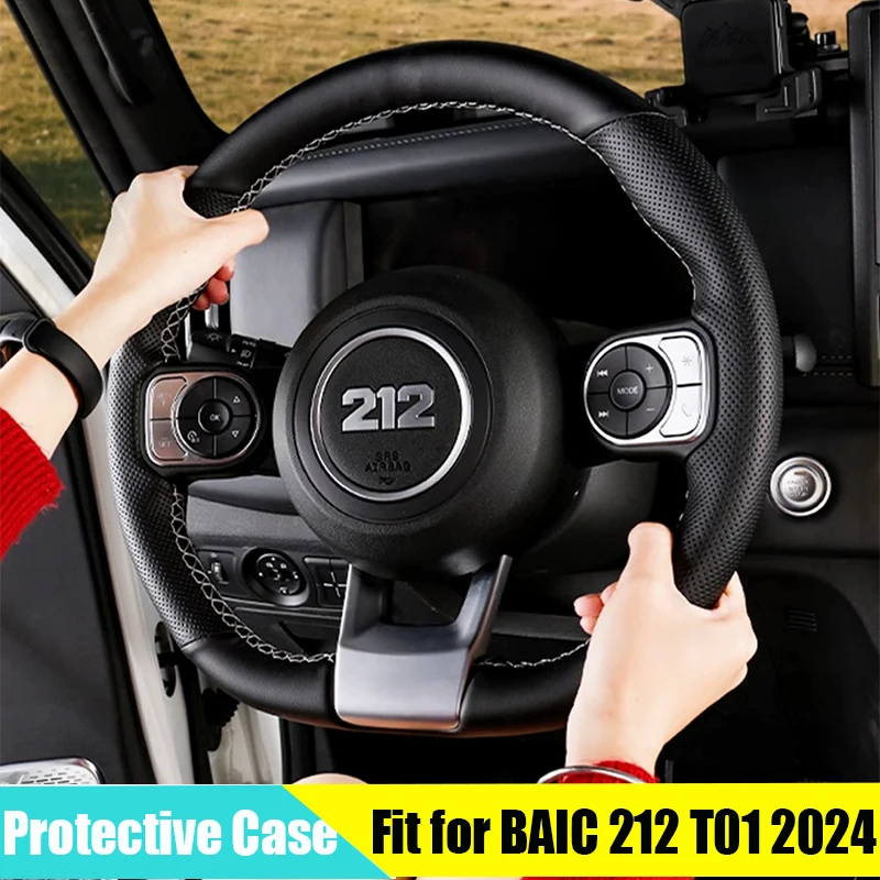 

Car Hand Sewn Steering Wheel Cover Suitable for BAIC 212 T01 2024 2025 Modified Special Auto Four Season Steering Wheel Cover