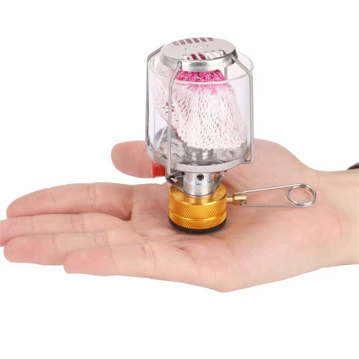 Mini Gas Lamp Outdoor Camping Lantern Tent Lamp Flashlight Hanging Mini Camping Portable Glass Lamp Camping