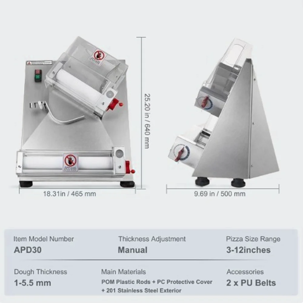 Mesin Penggiling Adonan Pizza Listrik Tahan Lama, Pengoperasian Aman, Model Meja, Bahan Baja, Sedang Diskon