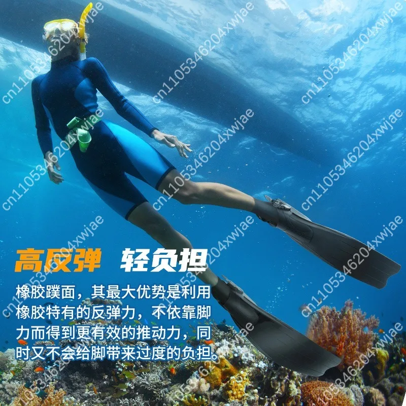 Freediving Long Fins TPR Full Foot Pocket PP Blade Scuba Diving Flippers for Spearfishing Snorkeling Adult Men Women