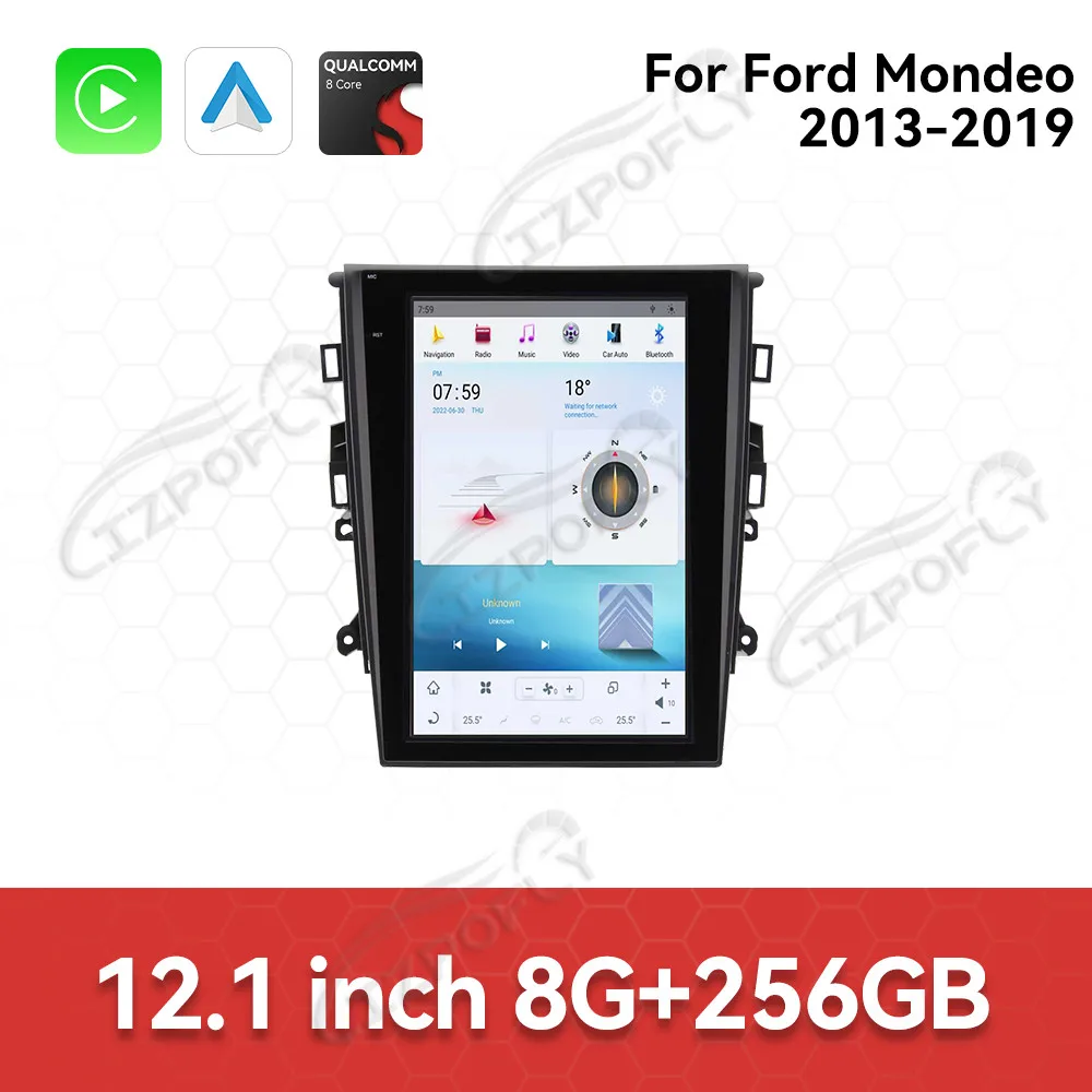 Android 13 Car Radio 12.3” Screen For Ford Mondeo 2013-2019 Navigation Device Wireless GPS Player Stereo Multimedia Player