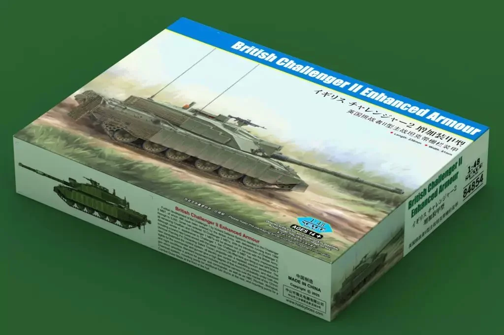 

HobbyBoss 84854, масштаб 1/48, британская модель танка Challenger II с усиленной броней, пластиковый сборный конструктор.
