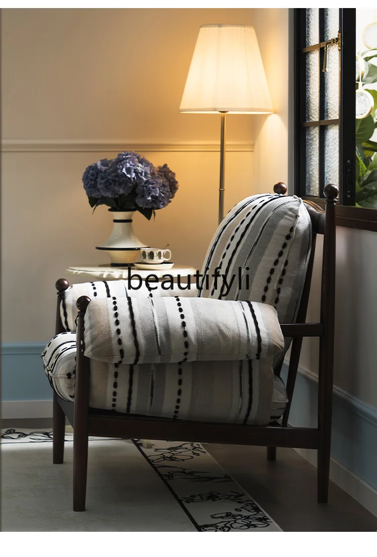 كرسي النمر الفرنسي أريكة واحدة عادية الرجعية الخشب الصلب كرسي واحد غرفة نوم المنزل أريكة صغيرة #6