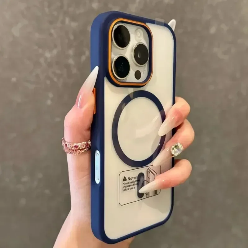 Cargador inalámbrico magnético de lujo para funda Magsasfe para iPhone 17 16 15 14 13 12 11 Pro Max parachoques cubierta trasera transparente a prueba de golpes