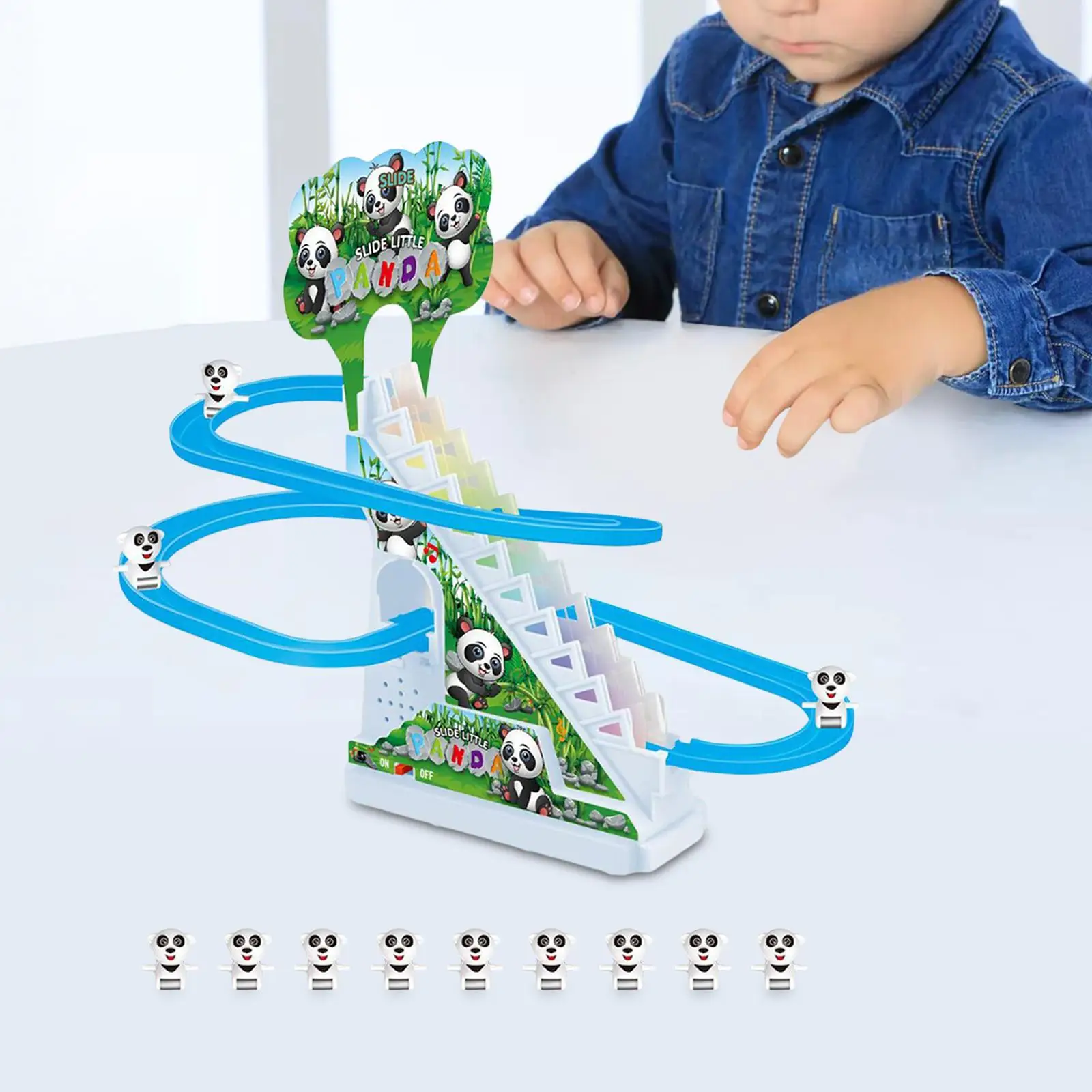 

Musical Panda Race Track Game Fine Motor Skills Panda Climbing Slide Down for Ages 3+ Kids Children Birthday Gift Boys Girls