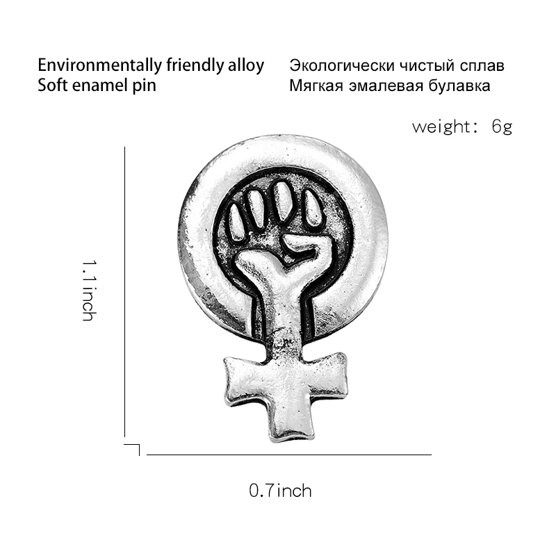 Women Power Pins Custom Silver Color Fist Brooches Girls Support Girls Lapel Badges Feminism Feminist Jewelry Gift for Friends