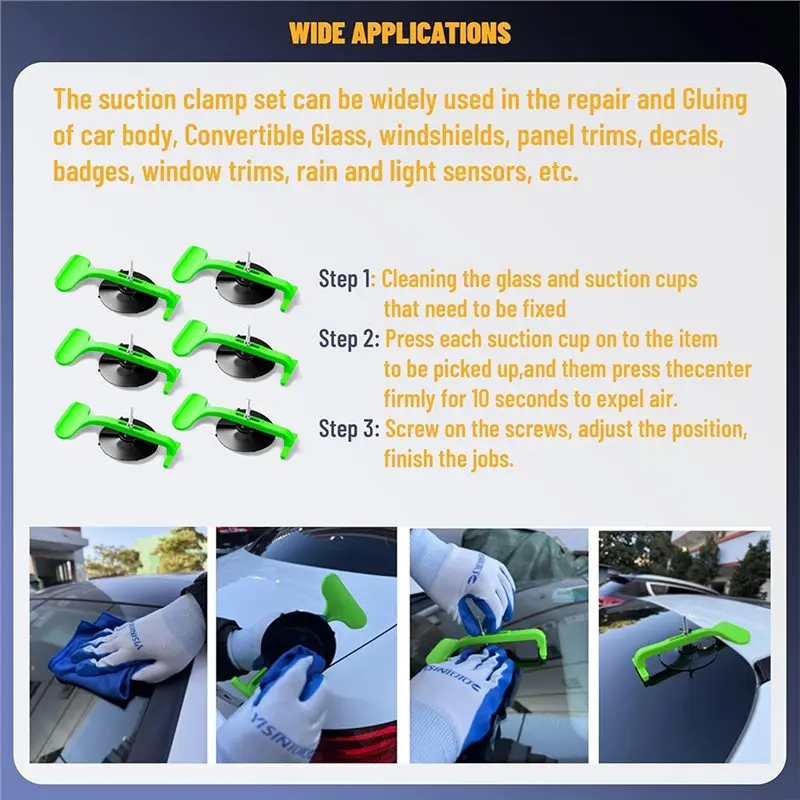 BMBY-الزجاج الأمامي للسيارة القابلة للتحويل إصلاح الإلتصاق 6 قطعة شفط كأس المشبك مجموعة مع وسادة الإسفنج ، فئة المشابك عدة