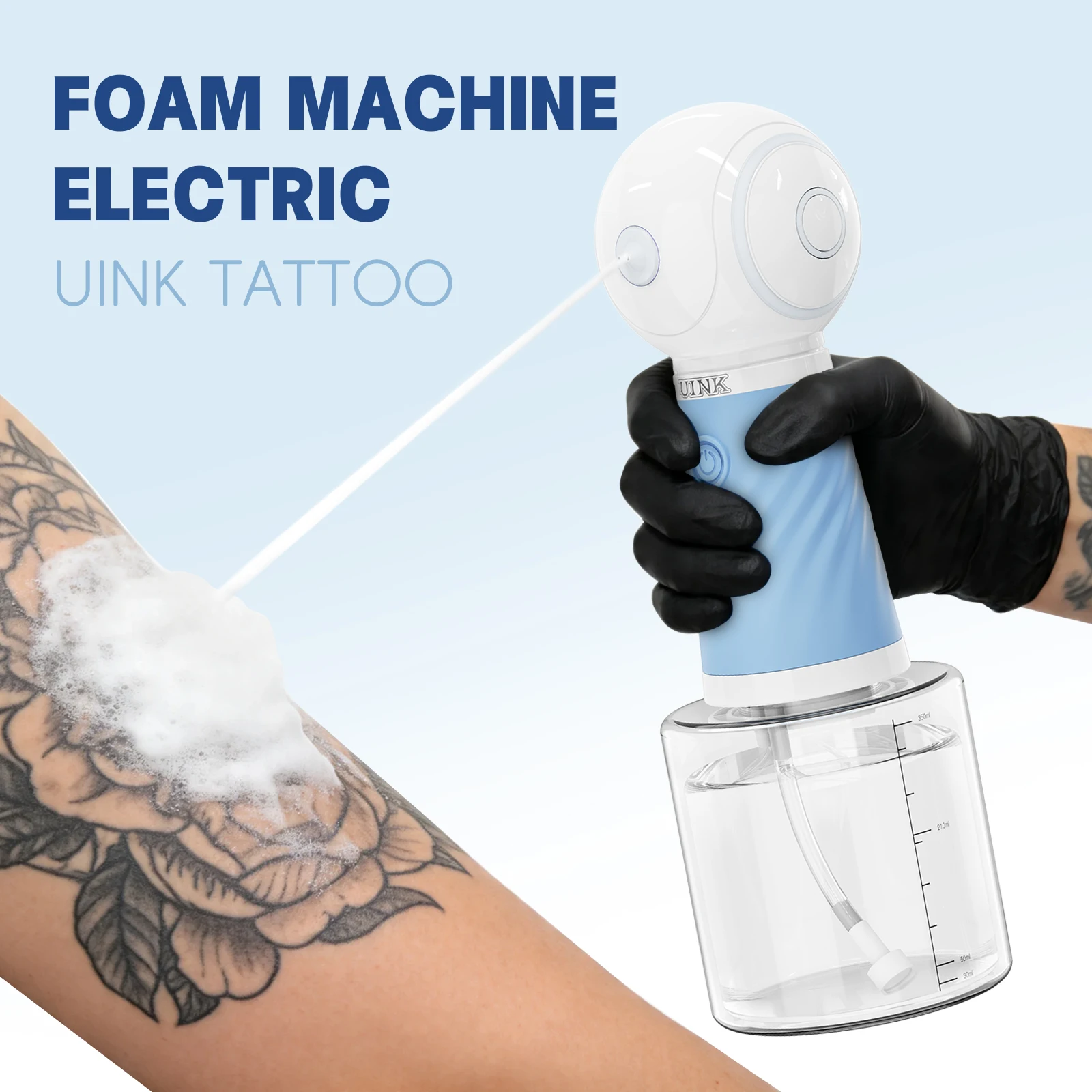 

DQFART Electric Foam Machine 380ml Large Capacity 800mAh Rechargeable One-Touch Foam Gun for Tattoo Cleaning Tool Tattoo Supply